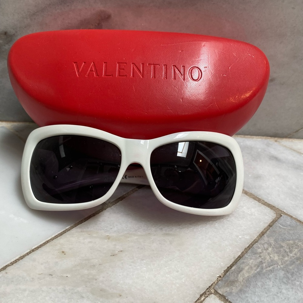 Valentino white sunglasses with a hard case